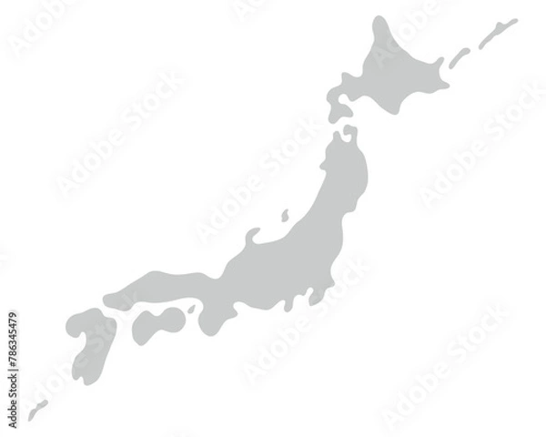 Fototapeta シンプルなグレーの日本地図