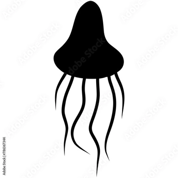 Obraz black jellyfish isolated on white background