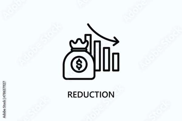 Fototapeta Reduction vector, icon or logo sign symbol illustration