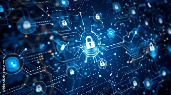 Fototapeta Abstract Cybersecurity Network Concept Illustration