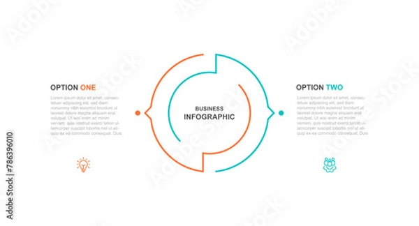 Fototapeta Circle line vector design for infographic template with 2 step concept 