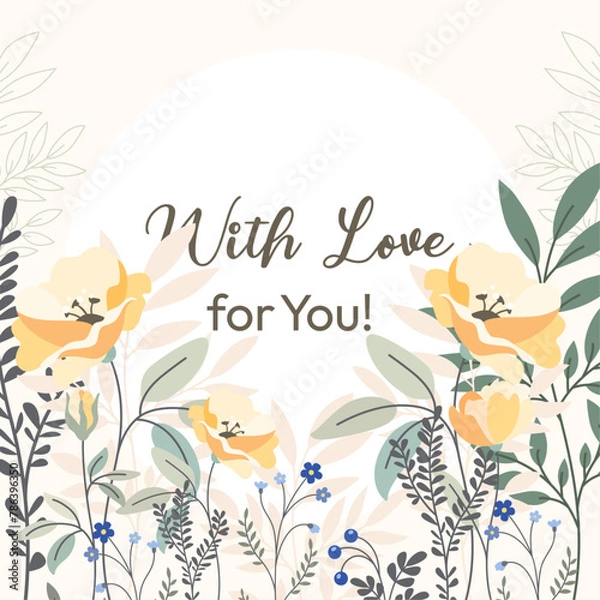 Fototapeta Banner with flowers and branches in vector.
Beautiful floral background decor in vector.