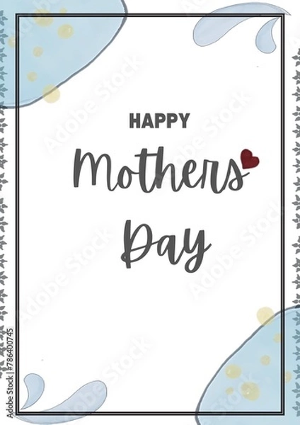 Fototapeta Floral border, minimal boho style, elegant Mothers' day template for greeting cards, posters, social media.