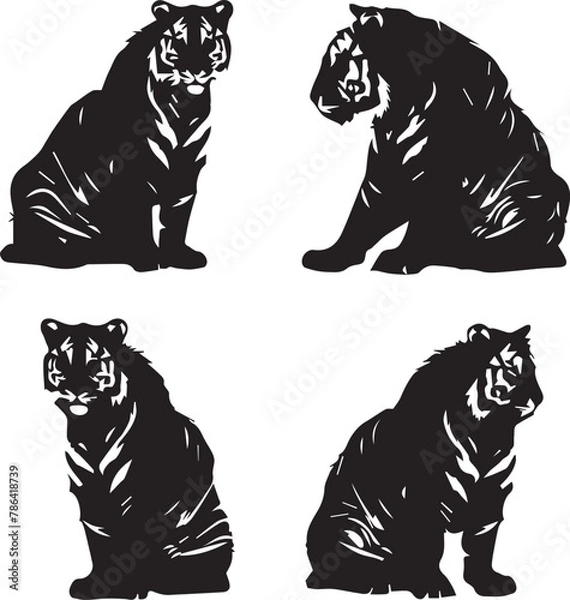 Obraz set of black and white tiger