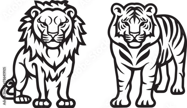 Obraz lion and tiger vector
