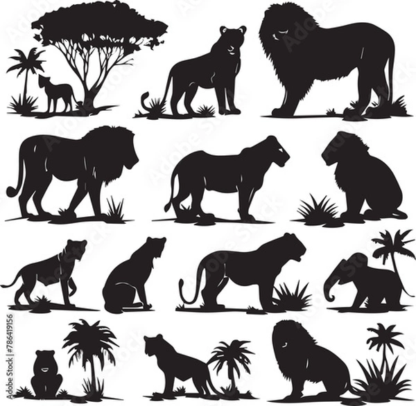 Obraz set of animals silhouettes