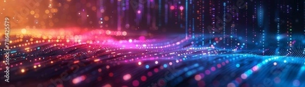 Fototapeta An infographic showcases financial trends and statistics with vibrant diagrams and trendlines against a calming blue and purple gradient, representing stability and growth in the business world.