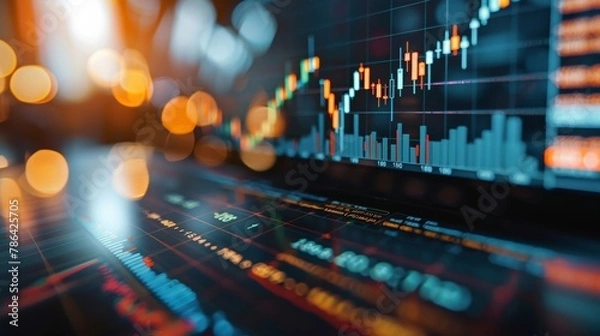Fototapeta Analyzing market trends and capital investment to make informed decisions in trading equities and securities.