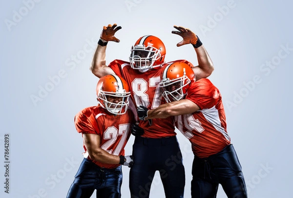 Fototapeta American football player in action white isolated