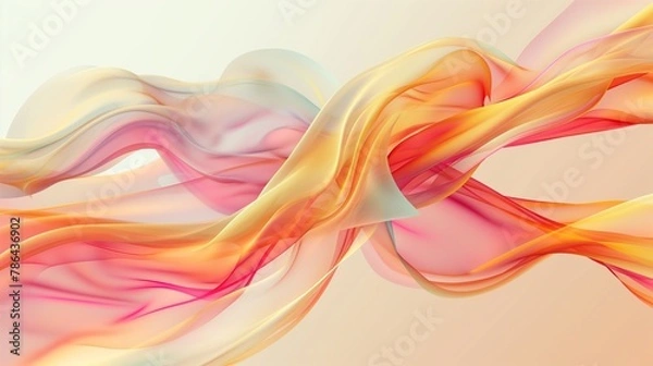 Fototapeta Fabric wavy silk flow fluid style background. Orange colorful swirl curve wallpaper.