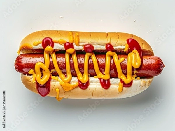 Fototapeta hot dog with ketchup and mustard