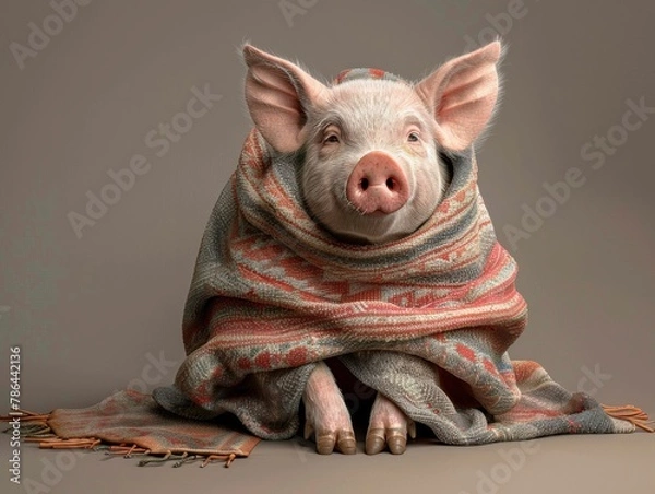 Fototapeta pig in a blanket
