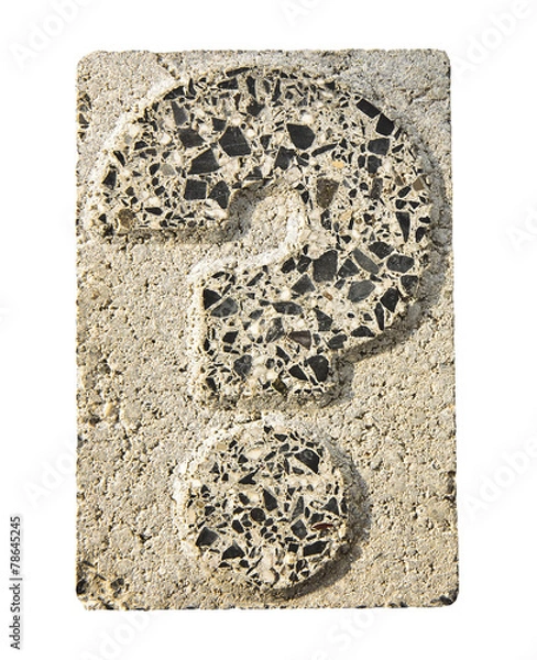 Fototapeta Question mark carved in a concrete block