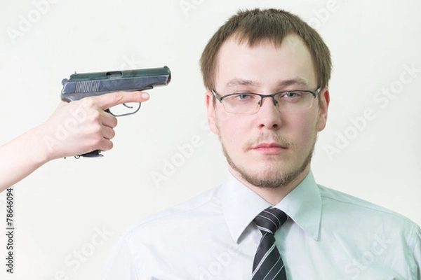 Obraz to kill  man with  pistol in shirt and tie