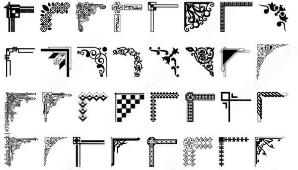 Obraz Corner border design set PNG transparent