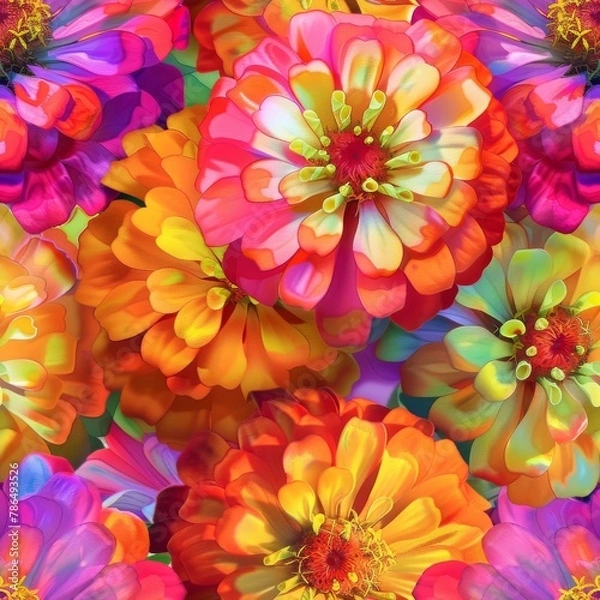 Fototapeta 3D seamless Watercolor dahlia  in bold and vibrant colors