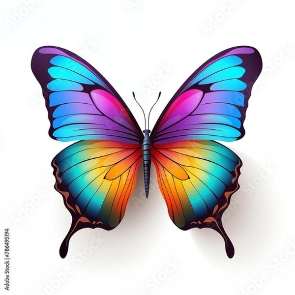 Fototapeta colorful butterflies on white background Created with Generative AI technology.