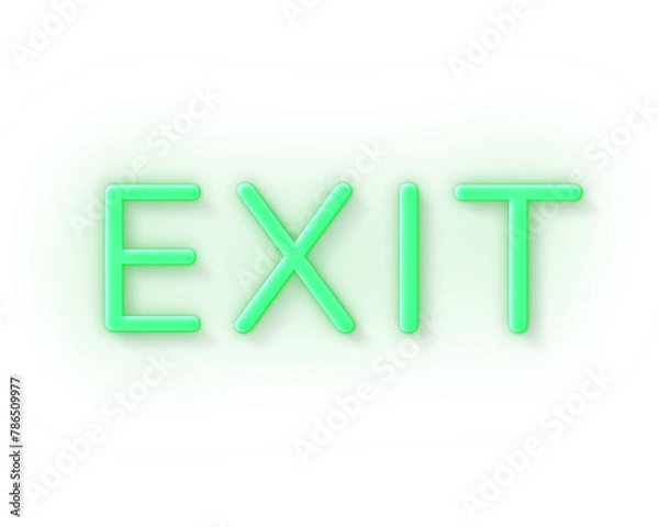 Fototapeta exit neon sign 3d text effect on transparent background
