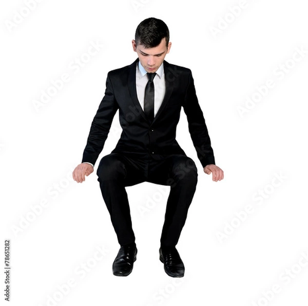 Obraz Business man sit on something