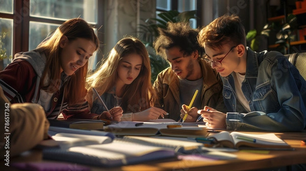 Obraz students studying in the library