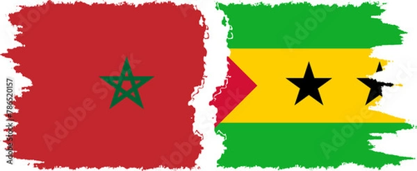 Fototapeta Sao Tome and Principe and Morocco grunge flags connection vector