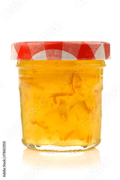 Fototapeta glass jar with marmalade with room for your label, texr or image