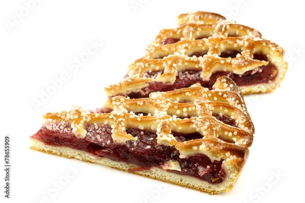 Fototapeta two slices of decorated pie called "vlaai" in Holland