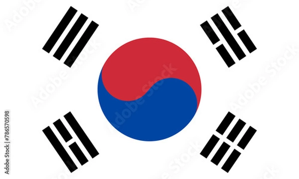 Fototapeta South Korea flag. Vector illustration isolated on white background