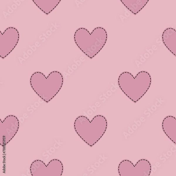 Fototapeta Heart seamless pattern. Simple repeating texture with hearts.