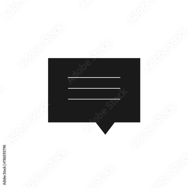 Fototapeta Black chat bubble icon design. Message icon design. Vector illustration.	