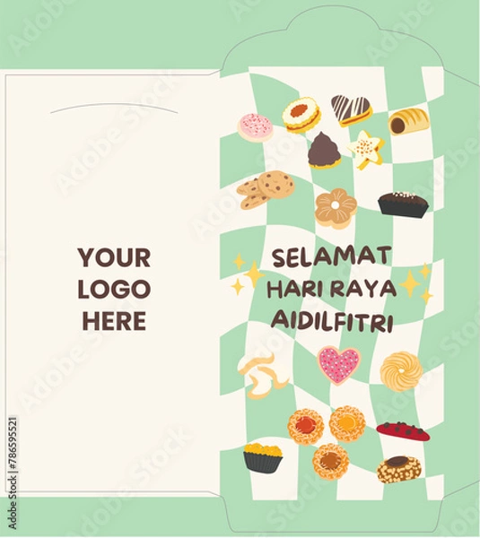 Obraz Money Packet Design Sampul Raya Vector Kuih Raya Eid Mubarak