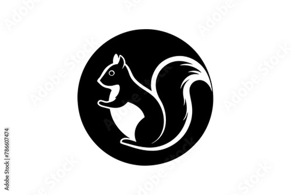 Fototapeta  Draw A picture of  A Squirrel Icon in circle logo,  vector style,  Minimalist, creative, White background