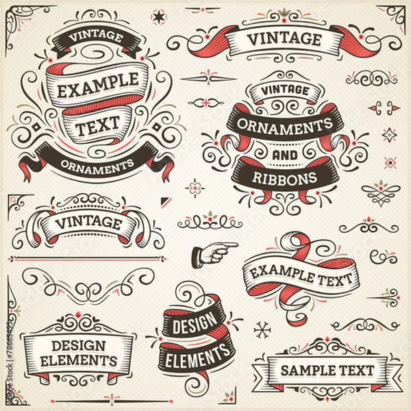 Obraz Vintage ozdoby i wstążki