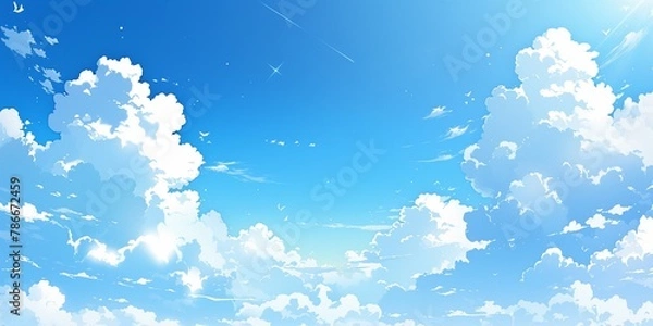 Fototapeta Clear blue manga style sky background, 