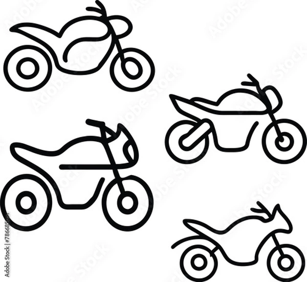 Obraz This collection consists of 4 different models of motorcycles a land transportation system icons.