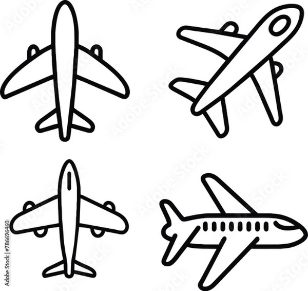 Obraz This collection consists of 4 aircraft icons representing various means of this air travel transportation. 