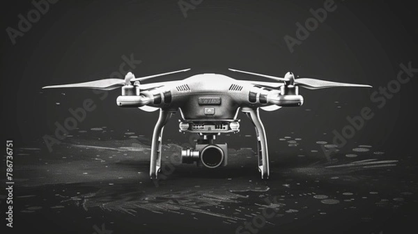 Fototapeta Isolated vector illustration showcasing a flying quadcopter drone, designed for use in stickers, logos, web, and mobile applications.