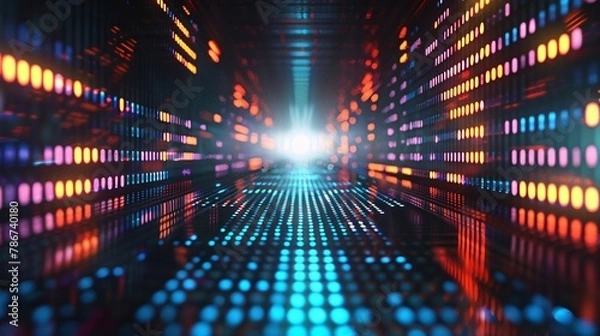 Obraz Sock ticker background. Abstract digital data concept with glowing oLED lights representing server activity.