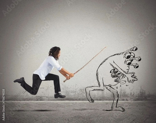 Fototapeta Man chasing a flu virus