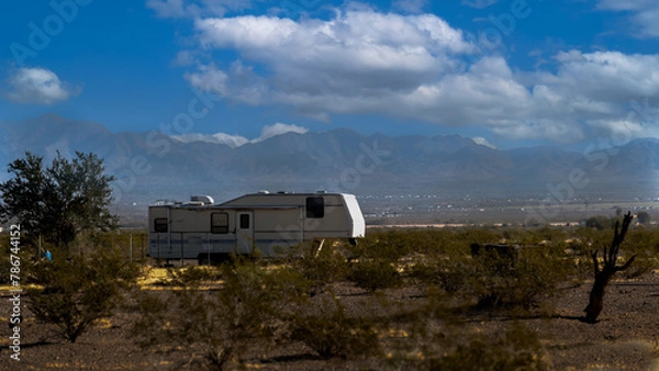 Fototapeta Rv camping in the desert in the Arizona desert on BLM land