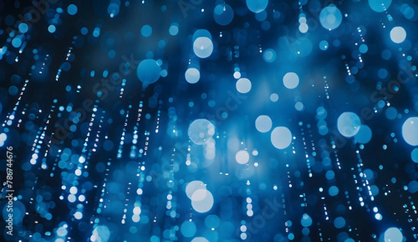 Obraz Blue bokeh lights on digital binary code background