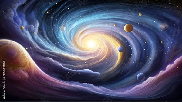 Obraz Abstract space background with stars and galaxies