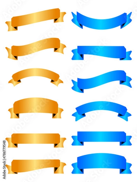 Fototapeta Ribbon elements. Modern simple ribbons collection. Flat banner ribbon for decorative design. Ribbons, Banners, badges, Labels Design Elements.