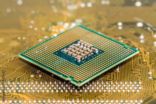 Fototapeta Computer processor on a circuit board.