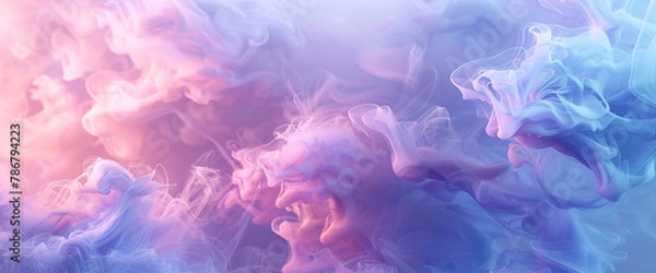 Fototapeta Experience the sublime beauty of abstract artistry with this AI-generated image. Soft pastel colors blend harmoniously in a cloud-like background