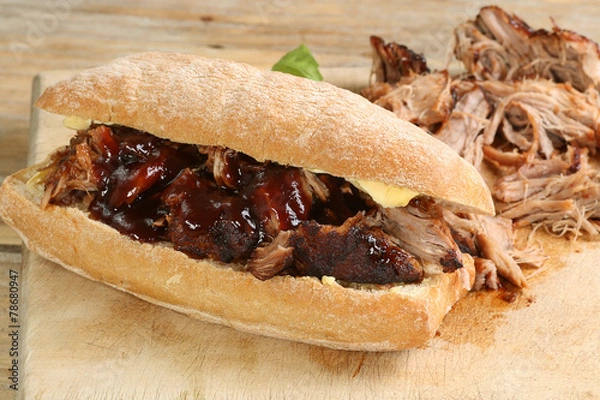 Fototapeta pulled pork with barbecue sauce