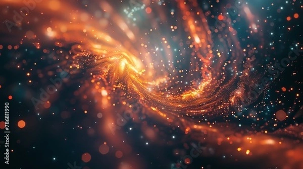 Fototapeta the depths of the universe with a mesmerizing abstract background, where vibrant orange hues mingle with celestial light, creating a breathtaking display worthy of exploration