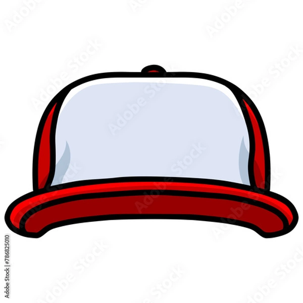 Fototapeta Trucker Hat Red and White Cap Vector Illustration
