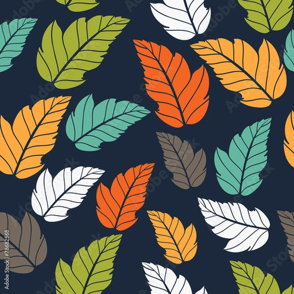 Fototapeta Colored pattern on leaves theme. Autumn pattern with leaves.Can