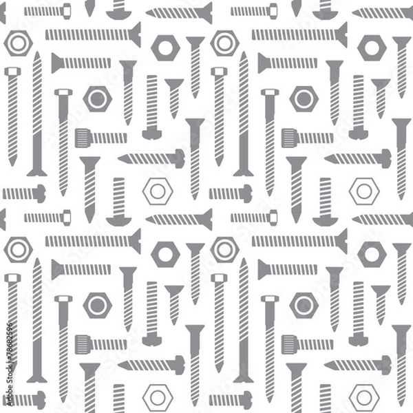Obraz Screws and nuts vector seamless pattern background 3